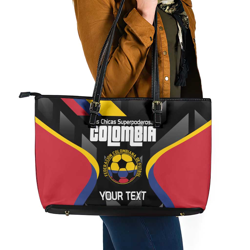 Custom Colombia Football Leather Tote Bag Vamos Las Chicas Superpoderosas - Wonder Print Shop