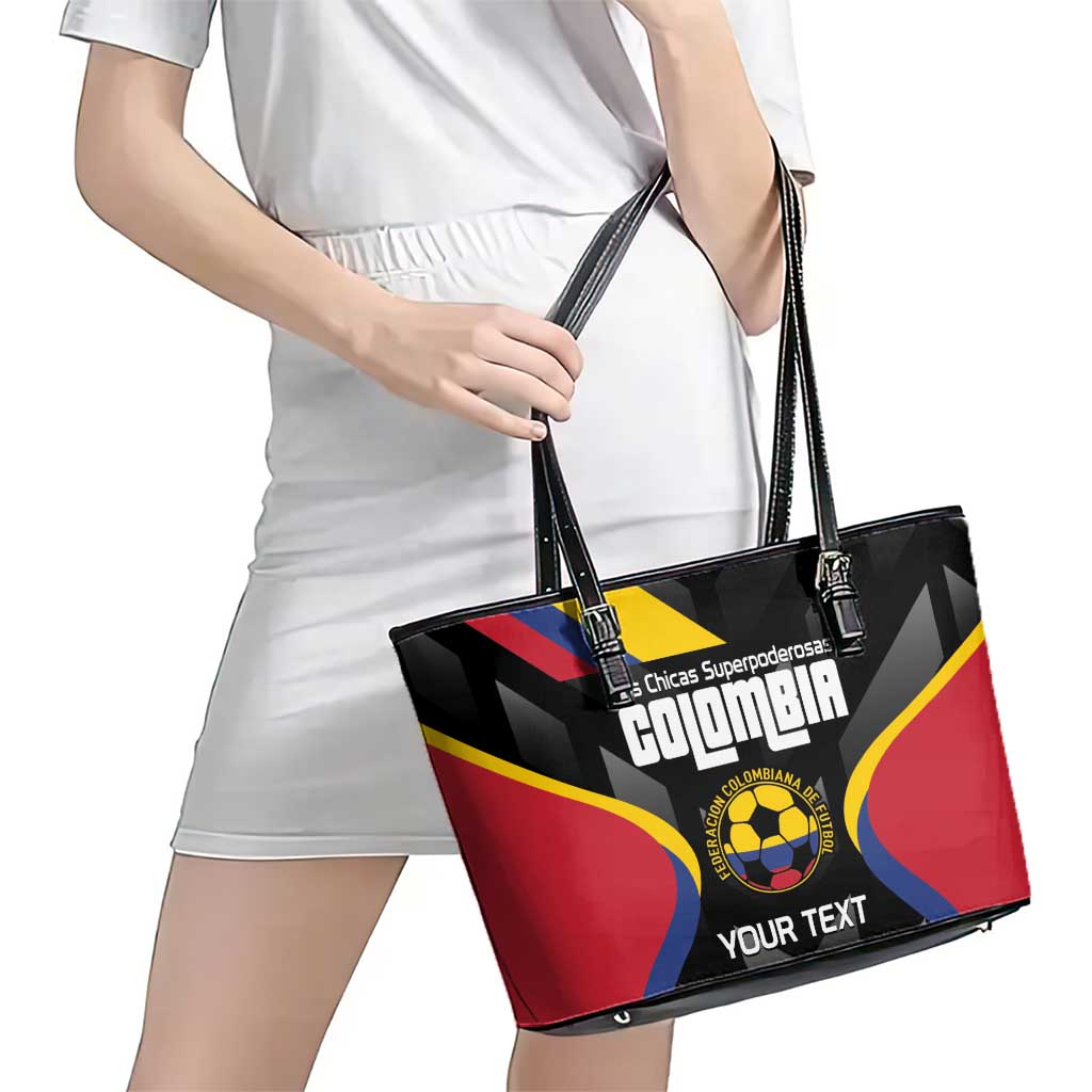 Custom Colombia Football Leather Tote Bag Vamos Las Chicas Superpoderosas - Wonder Print Shop