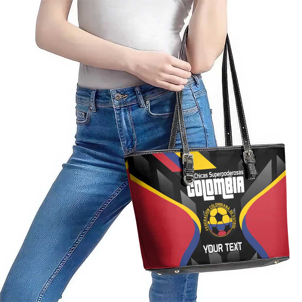 Custom Colombia Football Leather Tote Bag Vamos Las Chicas Superpoderosas - Wonder Print Shop