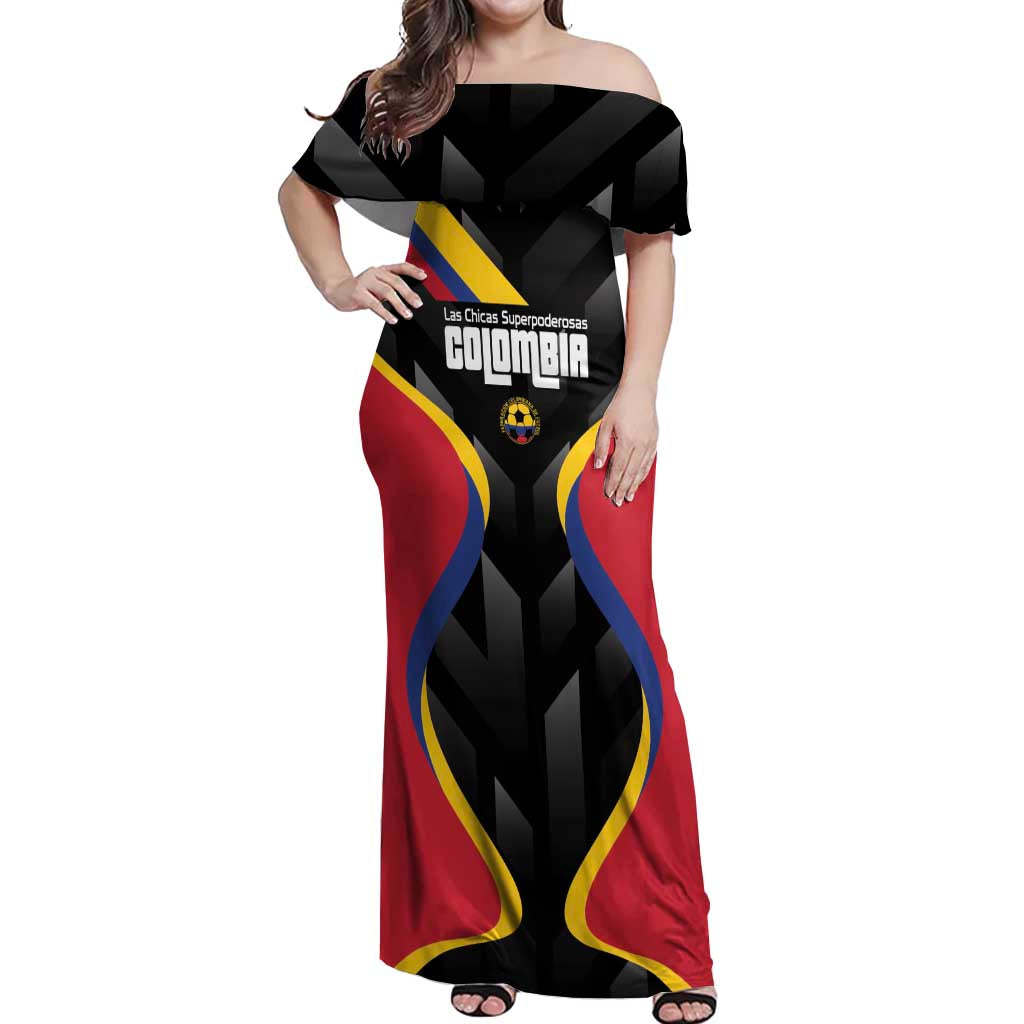Custom Colombia Football Off Shoulder Maxi Dress Vamos Las Chicas Superpoderosas - Wonder Print Shop