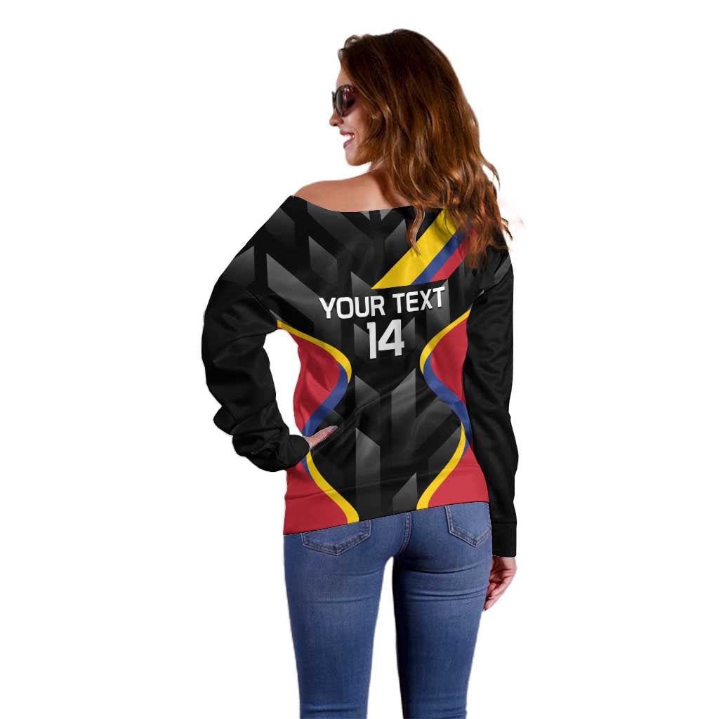 Custom Colombia Football Off Shoulder Sweater Vamos Las Chicas Superpoderosas - Wonder Print Shop