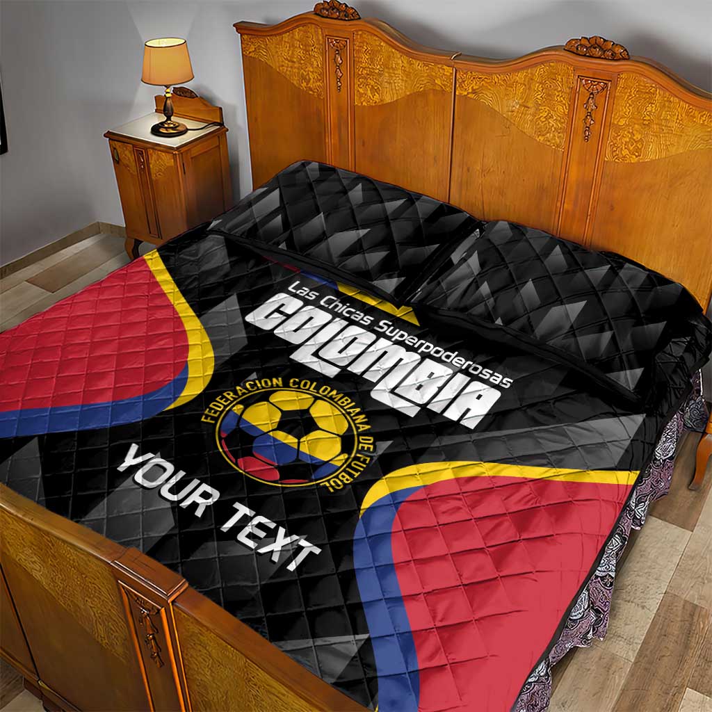 Custom Colombia Football Quilt Bed Set Vamos Las Chicas Superpoderosas - Wonder Print Shop