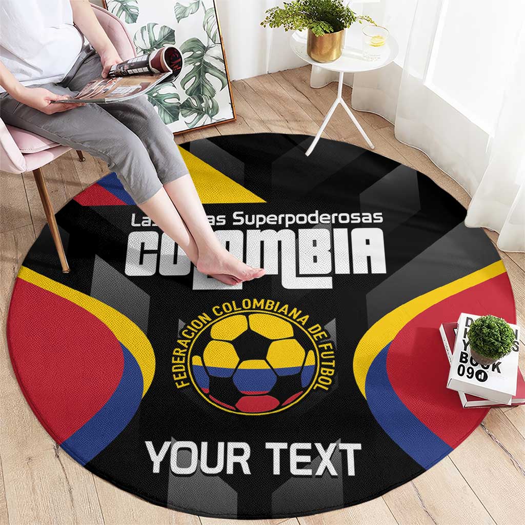 Custom Colombia Football Round Carpet Vamos Las Chicas Superpoderosas - Wonder Print Shop