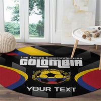 Custom Colombia Football Round Carpet Vamos Las Chicas Superpoderosas - Wonder Print Shop