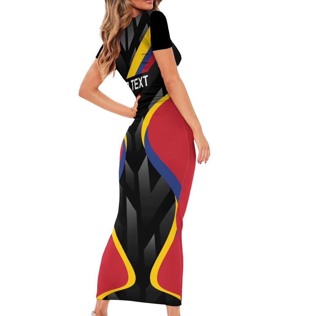 Custom Colombia Football Short Sleeve Bodycon Dress Vamos Las Chicas Superpoderosas - Wonder Print Shop