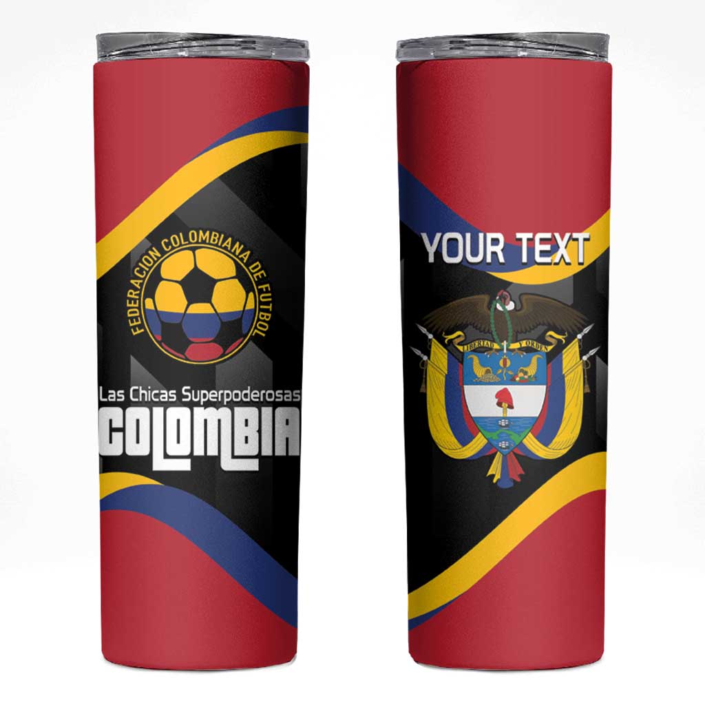 Custom Colombia Football Skinny Tumbler Vamos Las Chicas Superpoderosas - Wonder Print Shop