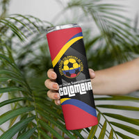 Custom Colombia Football Skinny Tumbler Vamos Las Chicas Superpoderosas - Wonder Print Shop