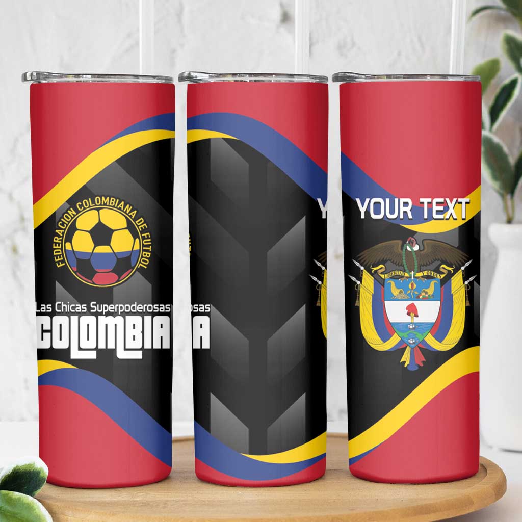 Custom Colombia Football Skinny Tumbler Vamos Las Chicas Superpoderosas - Wonder Print Shop