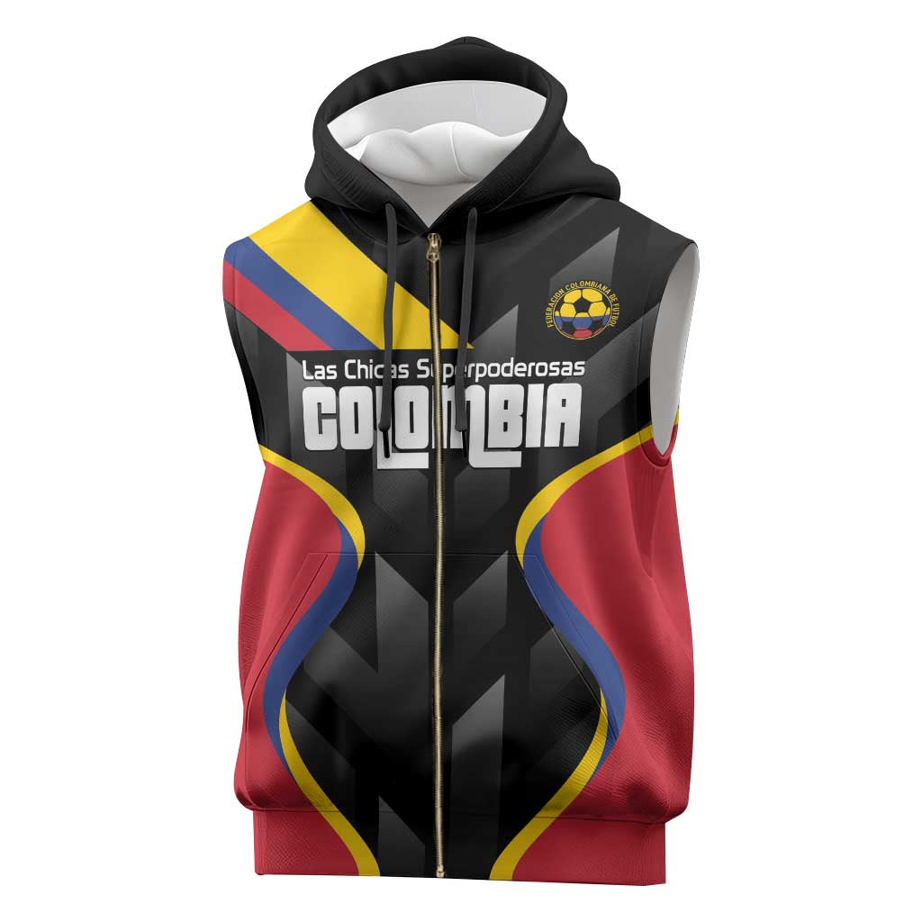 Custom Colombia Football Sleeveless Zip Hoodie Vamos Las Chicas Superpoderosas - Wonder Print Shop