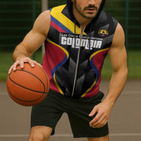 Custom Colombia Football Sleeveless Zip Hoodie Vamos Las Chicas Superpoderosas - Wonder Print Shop