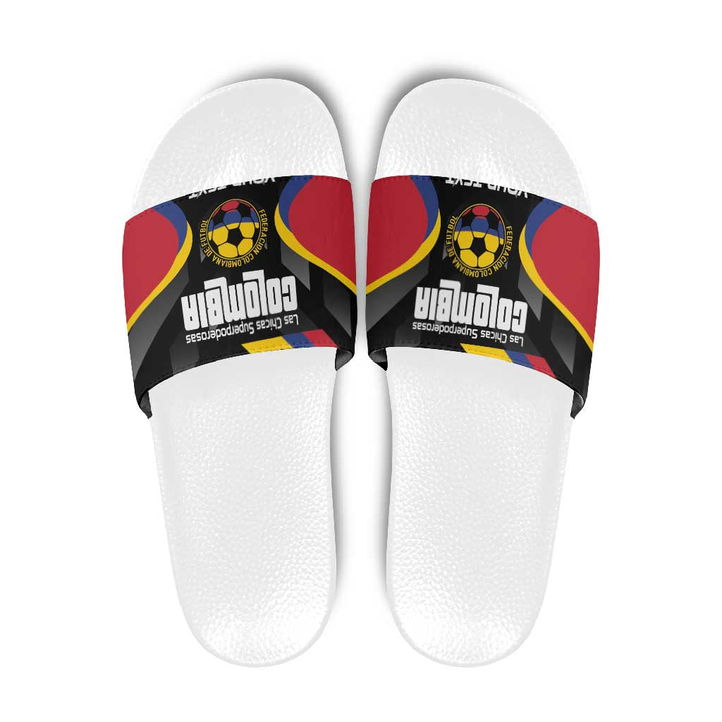 Custom Colombia Football Slide Sandals Vamos Las Chicas Superpoderosas - Wonder Print Shop
