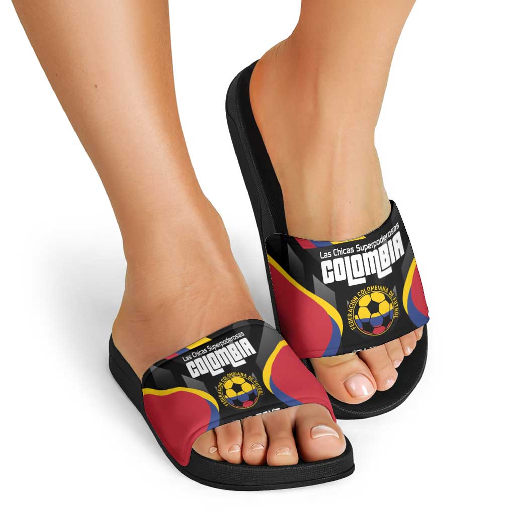 Custom Colombia Football Slide Sandals Vamos Las Chicas Superpoderosas - Wonder Print Shop