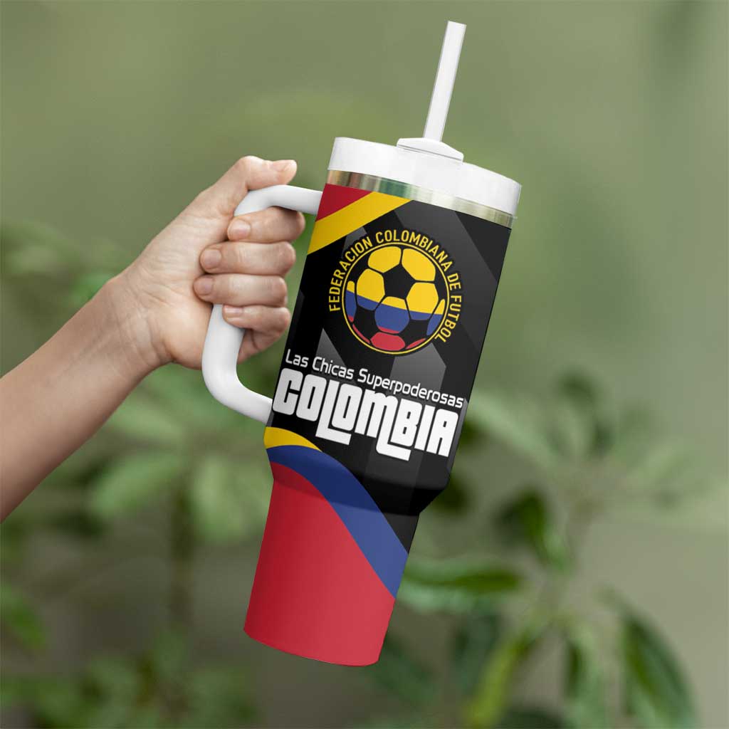 Custom Colombia Football Tumbler With Handle Vamos Las Chicas Superpoderosas - Wonder Print Shop