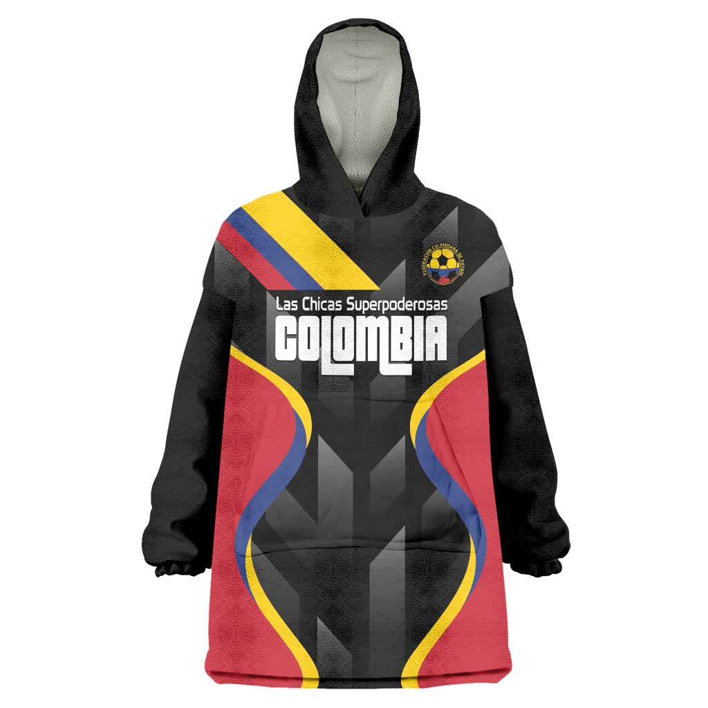 Custom Colombia Football Wearable Blanket Hoodie Vamos Las Chicas Superpoderosas - Wonder Print Shop