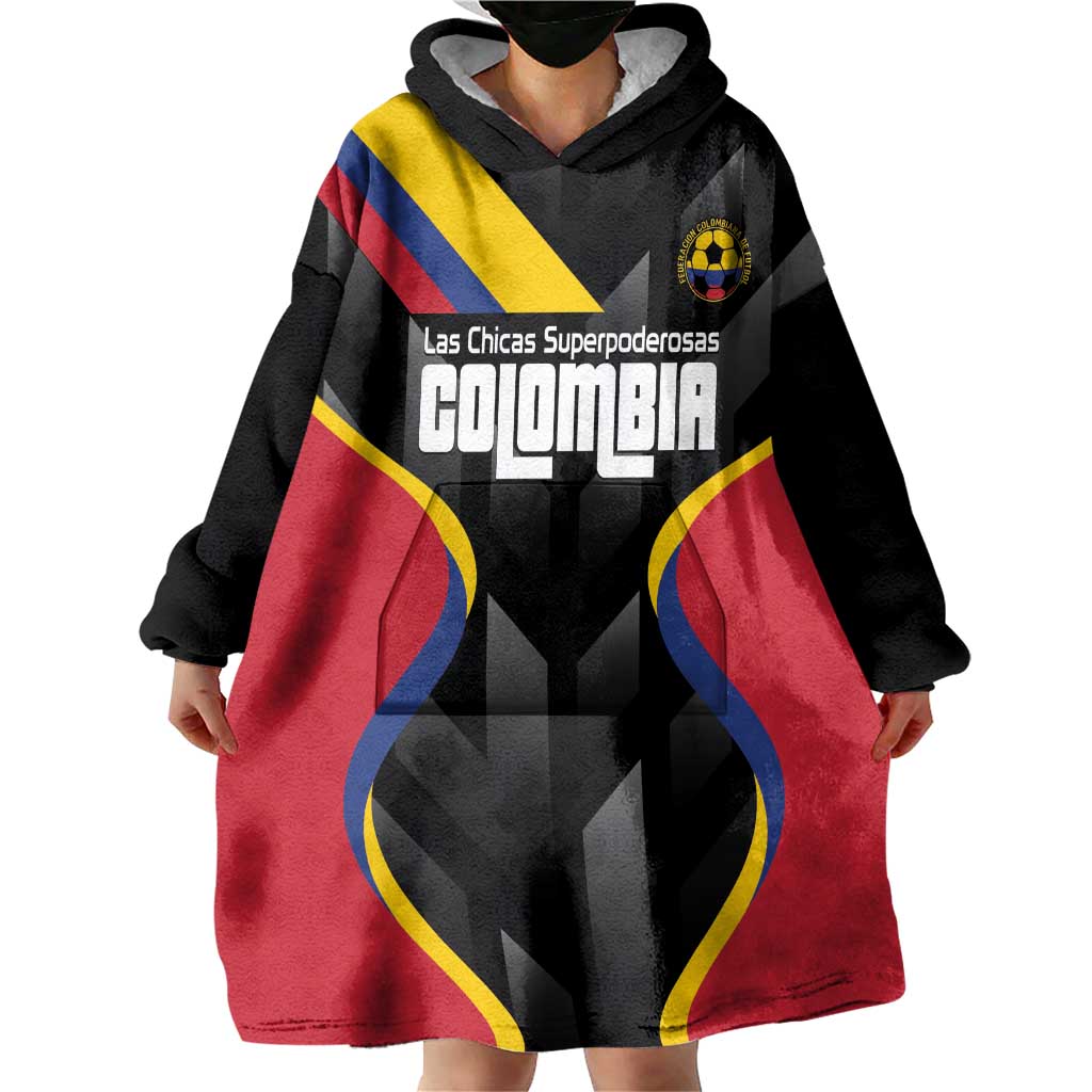 Custom Colombia Football Wearable Blanket Hoodie Vamos Las Chicas Superpoderosas - Wonder Print Shop