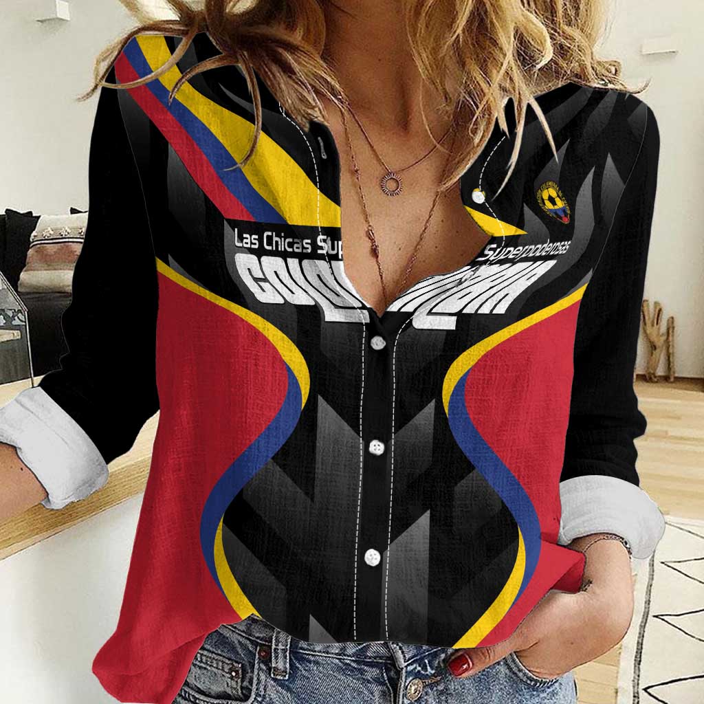 Custom Colombia Football Women Casual Shirt Vamos Las Chicas Superpoderosas - Wonder Print Shop