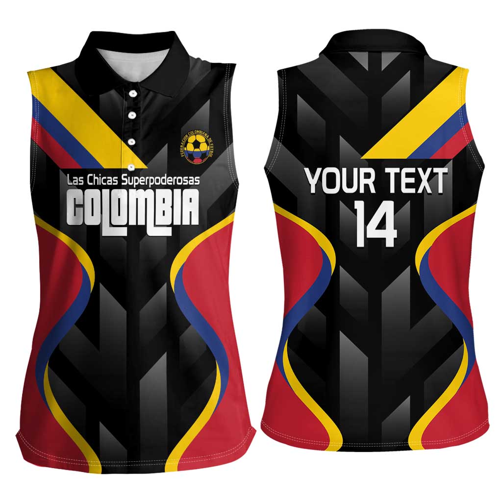 Custom Colombia Football Women Sleeveless Polo Shirt Vamos Las Chicas Superpoderosas - Wonder Print Shop