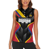 Custom Colombia Football Women Sleeveless Polo Shirt Vamos Las Chicas Superpoderosas - Wonder Print Shop