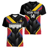 Custom Colombia Football Women V-Neck T-Shirt Vamos Las Chicas Superpoderosas - Wonder Print Shop