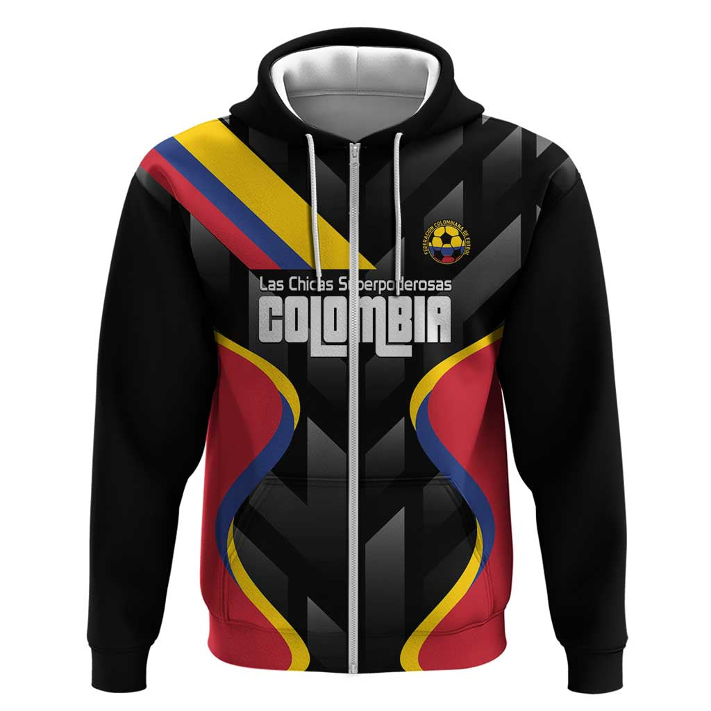 Custom Colombia Football Zip Hoodie Vamos Las Chicas Superpoderosas - Wonder Print Shop