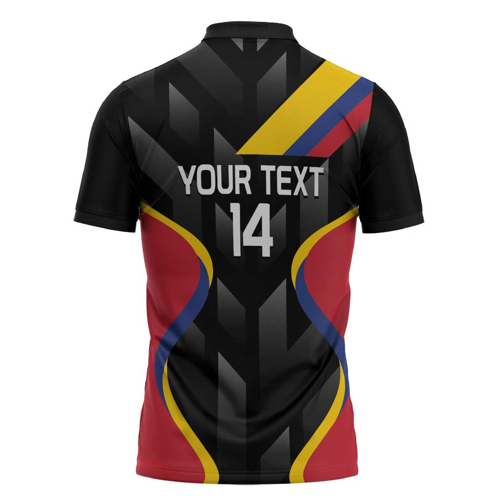 Custom Colombia Football Zipper Polo Shirt Vamos Las Chicas Superpoderosas - Wonder Print Shop