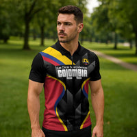 Custom Colombia Football Zipper Polo Shirt Vamos Las Chicas Superpoderosas - Wonder Print Shop