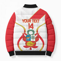 Custom Peru Football Bomber Puffer Jacket Vamos La Bicolor - Wonder Print Shop