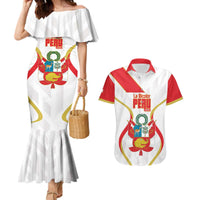 Custom Peru Football Couples Matching Mermaid Dress and Hawaiian Shirt Vamos La Bicolor - Wonder Print Shop
