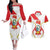 Custom Peru Football Couples Matching Off The Shoulder Long Sleeve Dress and Hawaiian Shirt Vamos La Bicolor - Wonder Print Shop