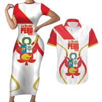 Custom Peru Football Couples Matching Short Sleeve Bodycon Dress and Hawaiian Shirt Vamos La Bicolor - Wonder Print Shop