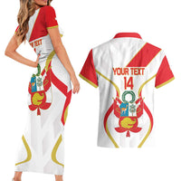 Custom Peru Football Couples Matching Short Sleeve Bodycon Dress and Hawaiian Shirt Vamos La Bicolor - Wonder Print Shop