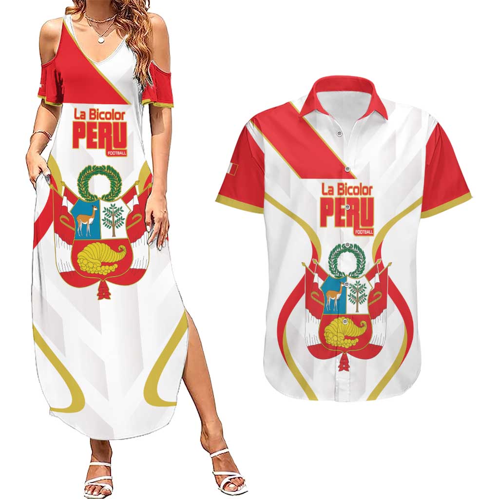 Custom Peru Football Couples Matching Summer Maxi Dress and Hawaiian Shirt Vamos La Bicolor - Wonder Print Shop