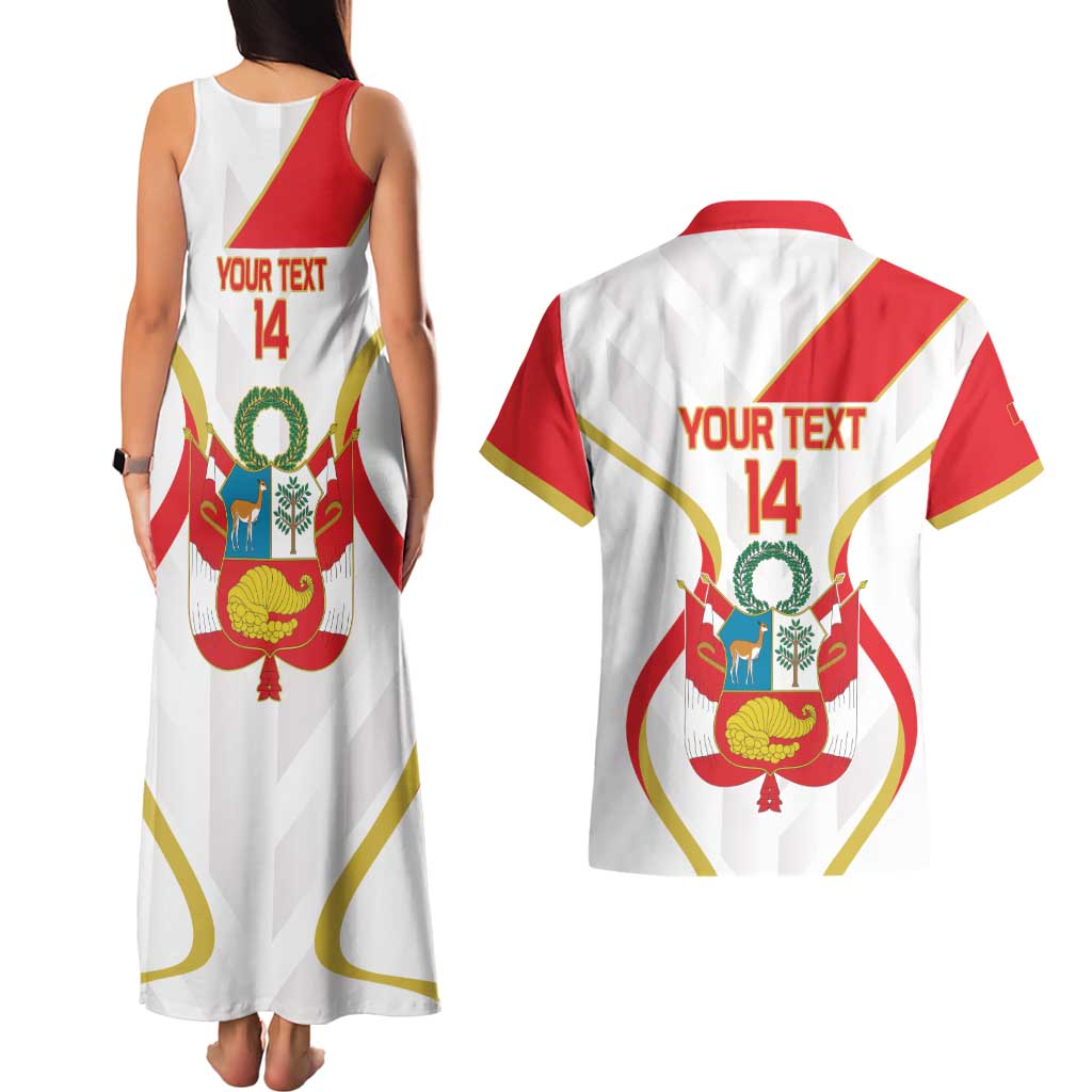 Custom Peru Football Couples Matching Tank Maxi Dress and Hawaiian Shirt Vamos La Bicolor - Wonder Print Shop