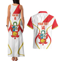 Custom Peru Football Couples Matching Tank Maxi Dress and Hawaiian Shirt Vamos La Bicolor - Wonder Print Shop