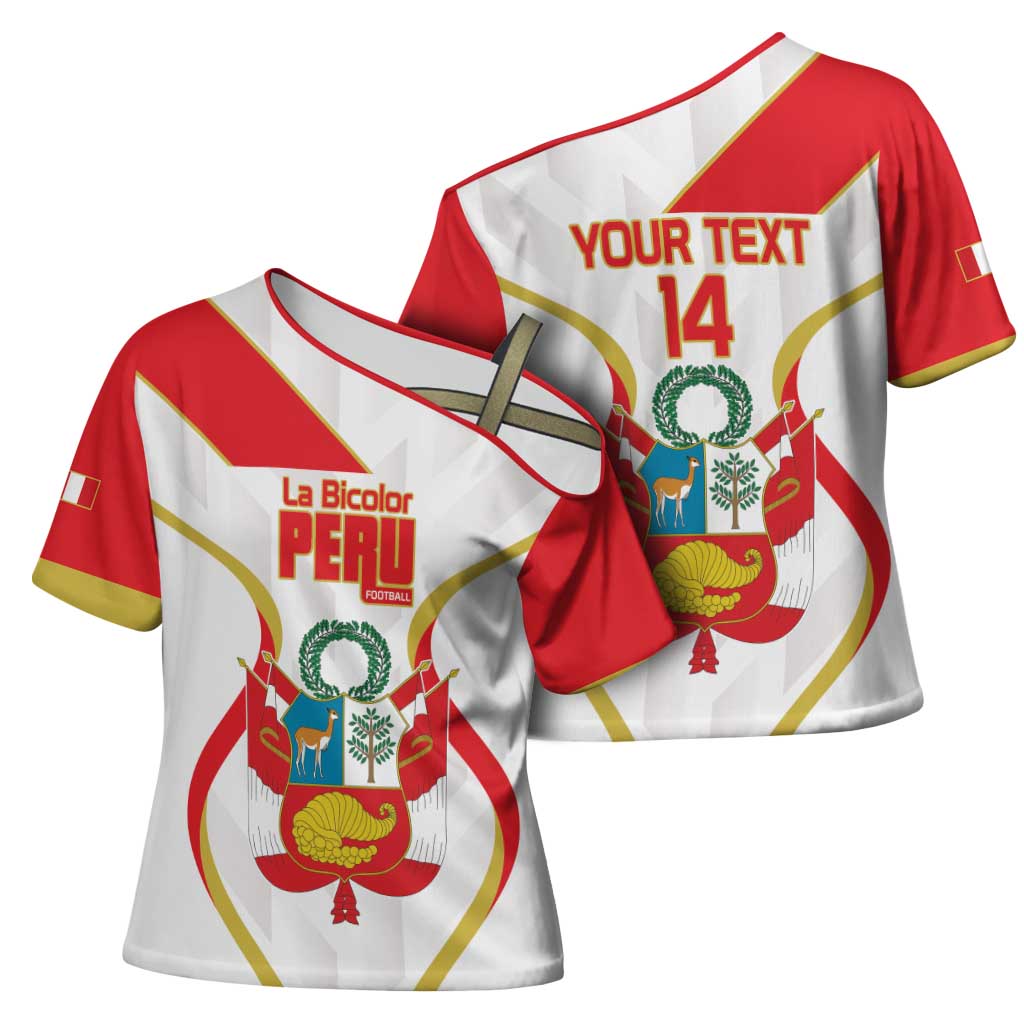 Custom Peru Football Cross Shoulder Shirt Vamos La Bicolor - Wonder Print Shop