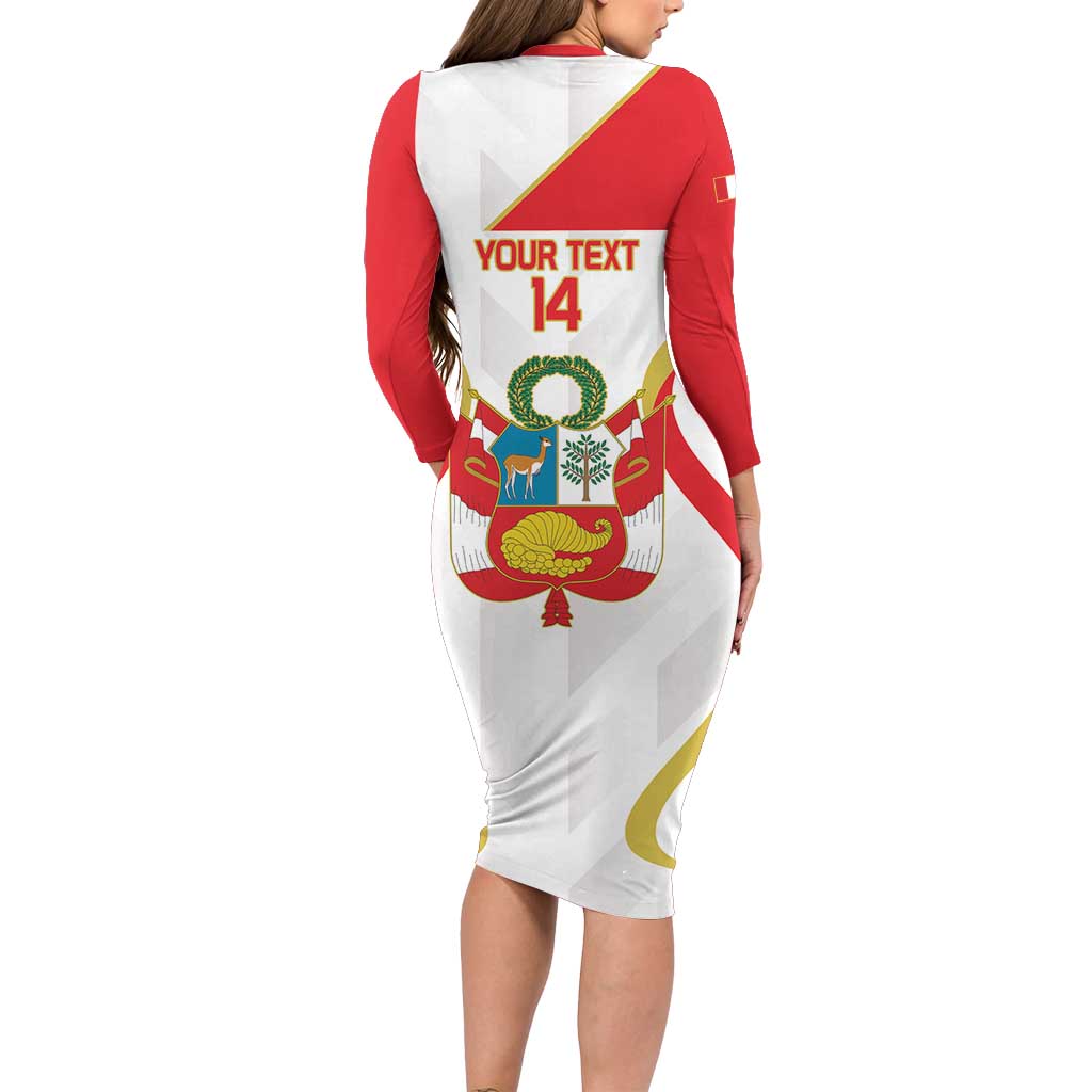 Custom Peru Football Family Matching Long Sleeve Bodycon Dress and Hawaiian Shirt Vamos La Bicolor - Wonder Print Shop