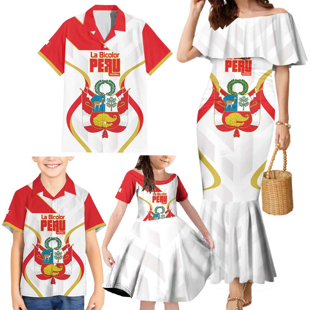 Custom Peru Football Family Matching Mermaid Dress and Hawaiian Shirt Vamos La Bicolor - Wonder Print Shop