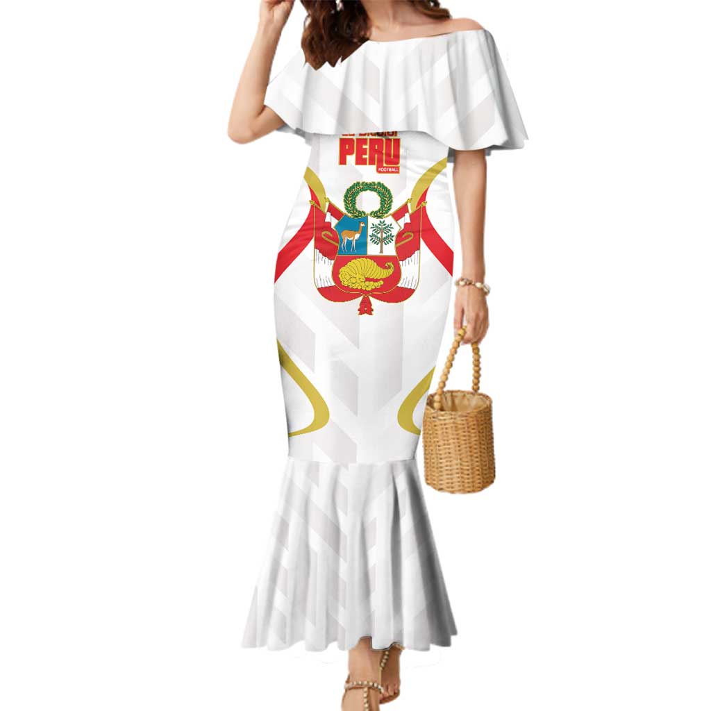 Custom Peru Football Family Matching Mermaid Dress and Hawaiian Shirt Vamos La Bicolor - Wonder Print Shop