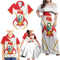 Custom Peru Football Family Matching Off Shoulder Maxi Dress and Hawaiian Shirt Vamos La Bicolor - Wonder Print Shop