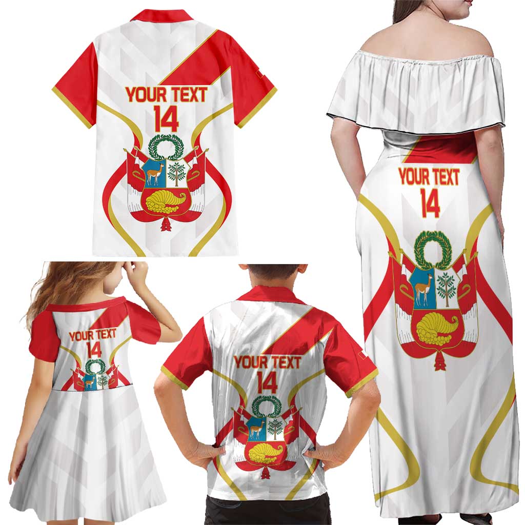 Custom Peru Football Family Matching Off Shoulder Maxi Dress and Hawaiian Shirt Vamos La Bicolor - Wonder Print Shop