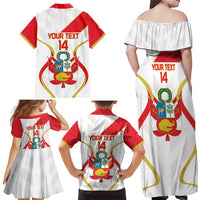 Custom Peru Football Family Matching Off Shoulder Maxi Dress and Hawaiian Shirt Vamos La Bicolor - Wonder Print Shop