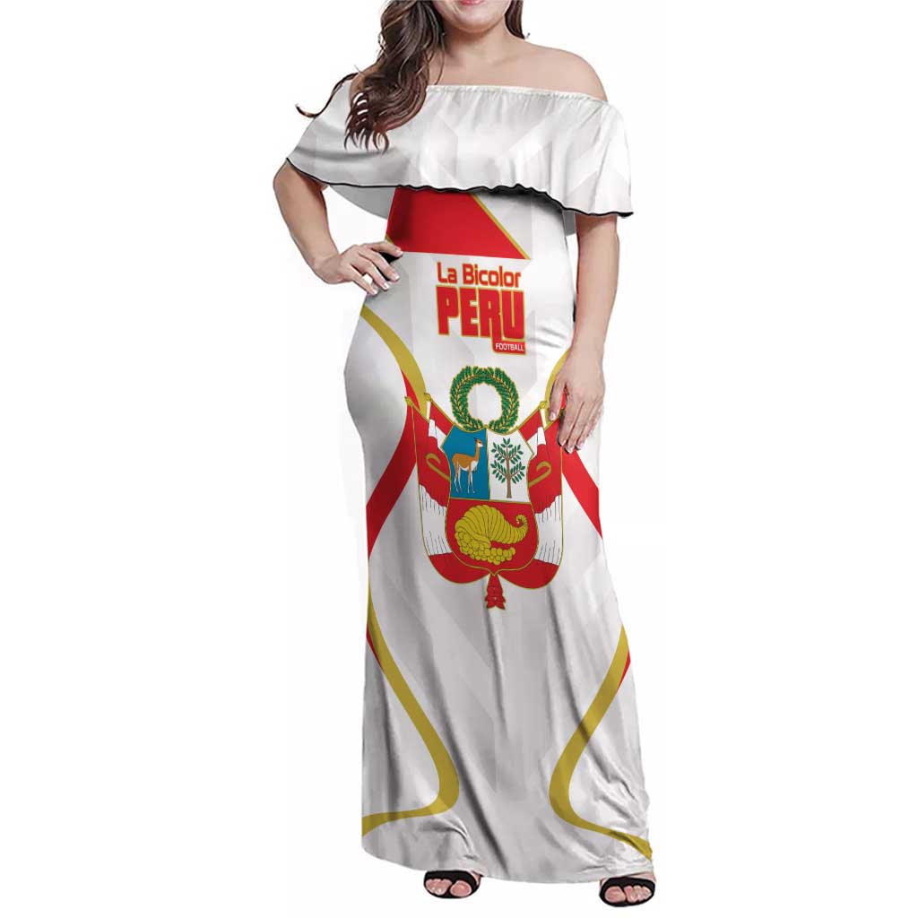 Custom Peru Football Family Matching Off Shoulder Maxi Dress and Hawaiian Shirt Vamos La Bicolor - Wonder Print Shop