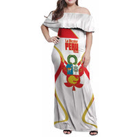 Custom Peru Football Family Matching Off Shoulder Maxi Dress and Hawaiian Shirt Vamos La Bicolor - Wonder Print Shop