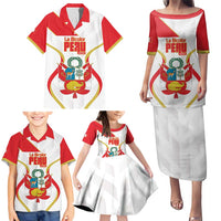 Custom Peru Football Family Matching Puletasi and Hawaiian Shirt Vamos La Bicolor - Wonder Print Shop
