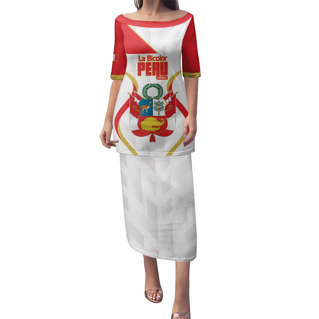 Custom Peru Football Family Matching Puletasi and Hawaiian Shirt Vamos La Bicolor - Wonder Print Shop