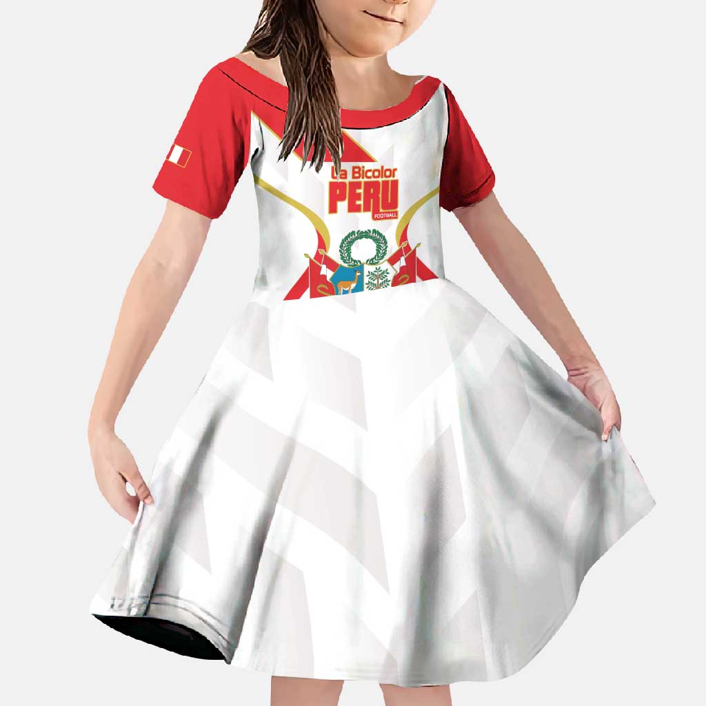 Custom Peru Football Family Matching Short Sleeve Bodycon Dress and Hawaiian Shirt Vamos La Bicolor - Wonder Print Shop