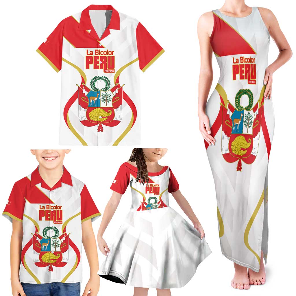 Custom Peru Football Family Matching Tank Maxi Dress and Hawaiian Shirt Vamos La Bicolor - Wonder Print Shop