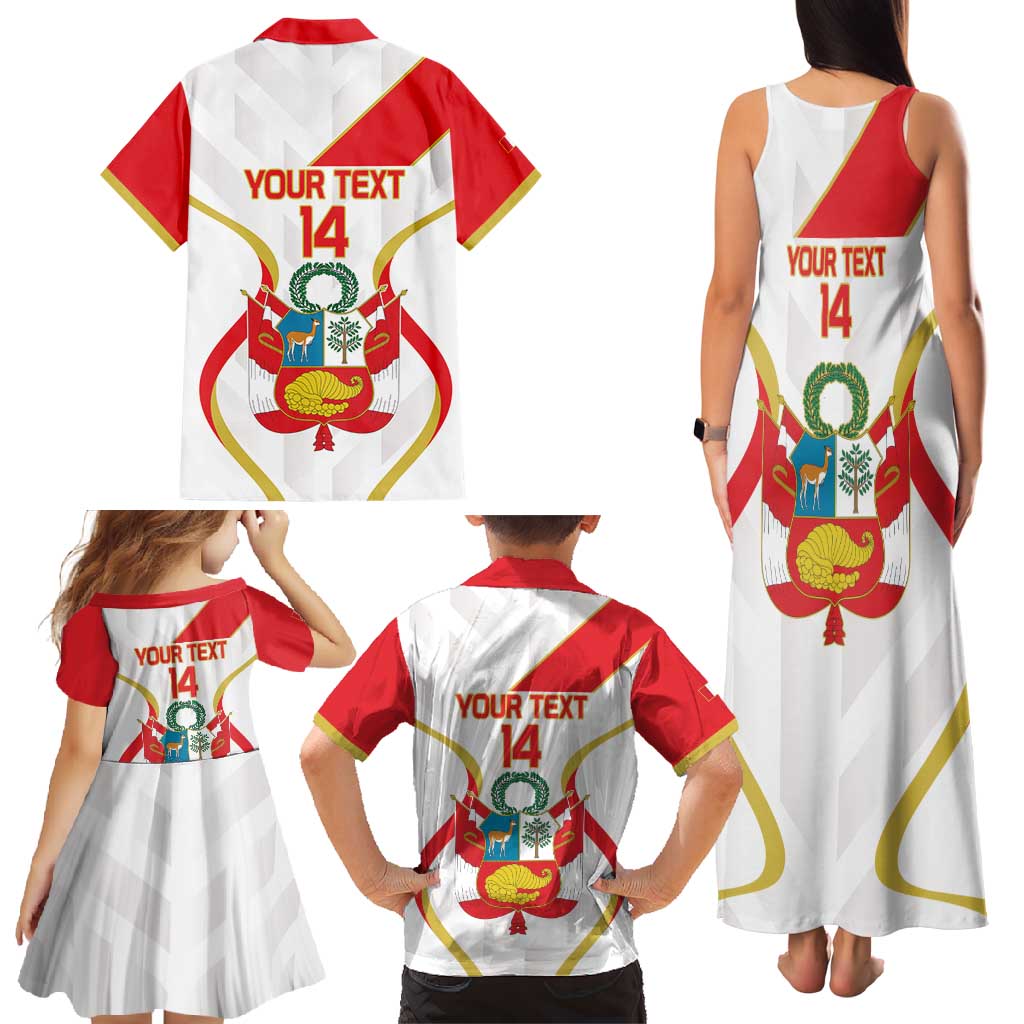 Custom Peru Football Family Matching Tank Maxi Dress and Hawaiian Shirt Vamos La Bicolor - Wonder Print Shop