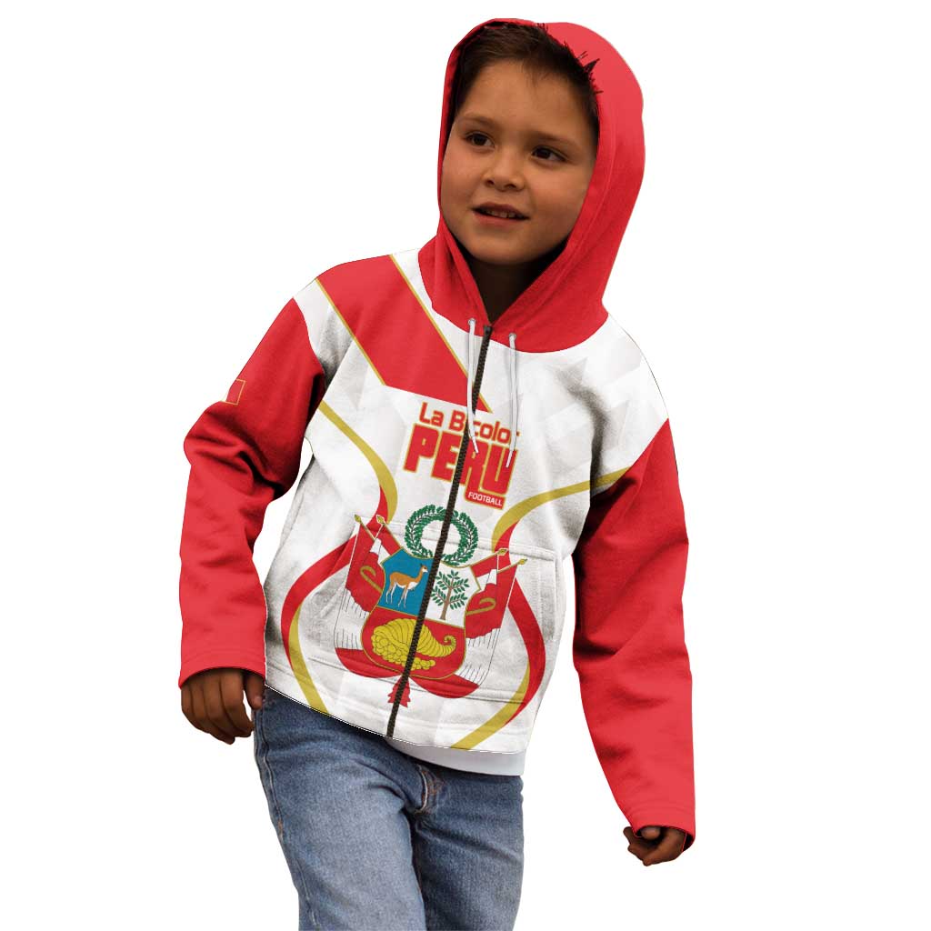 Custom Peru Football Kid Hoodie Vamos La Bicolor - Wonder Print Shop