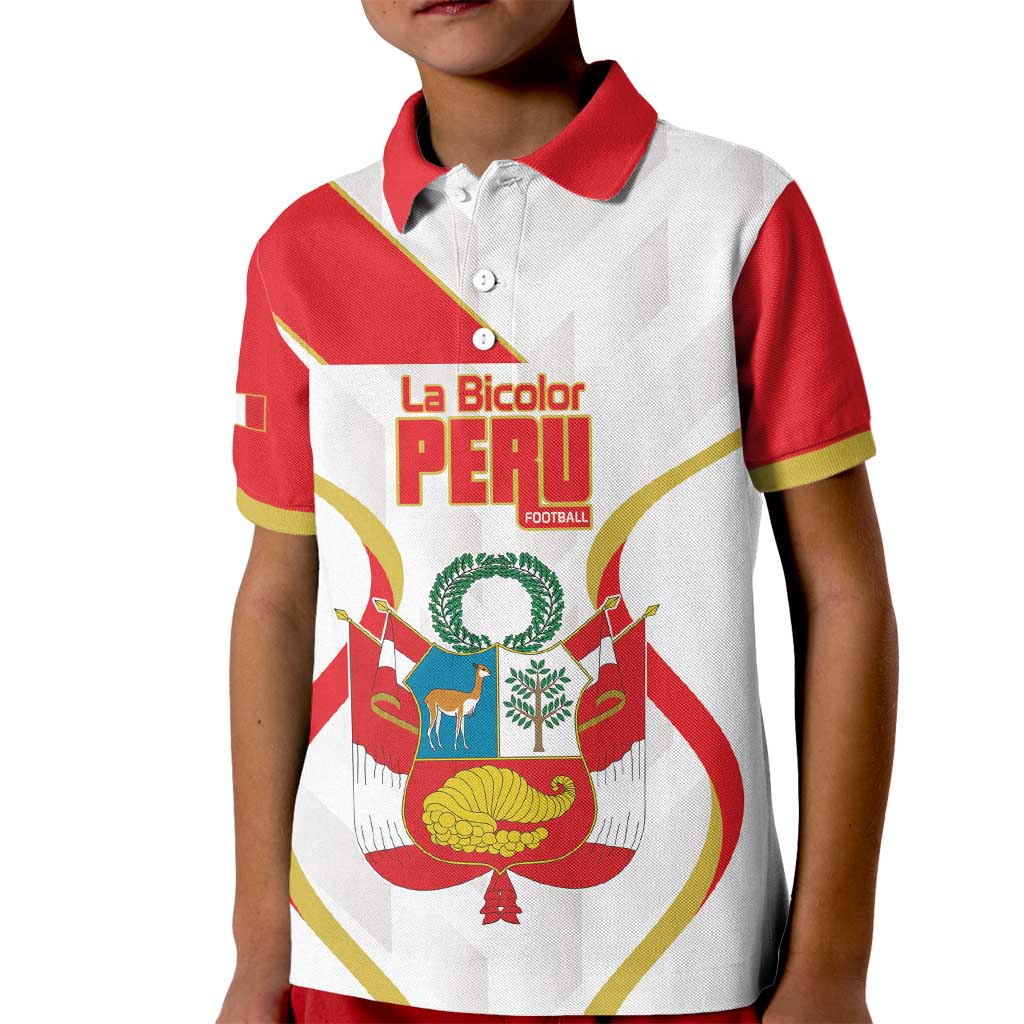 Custom Peru Football Kid Polo Shirt Vamos La Bicolor - Wonder Print Shop